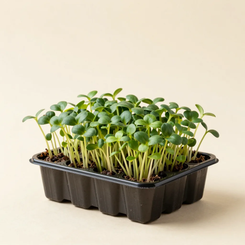 A peppery microgreen grow kit on a light background