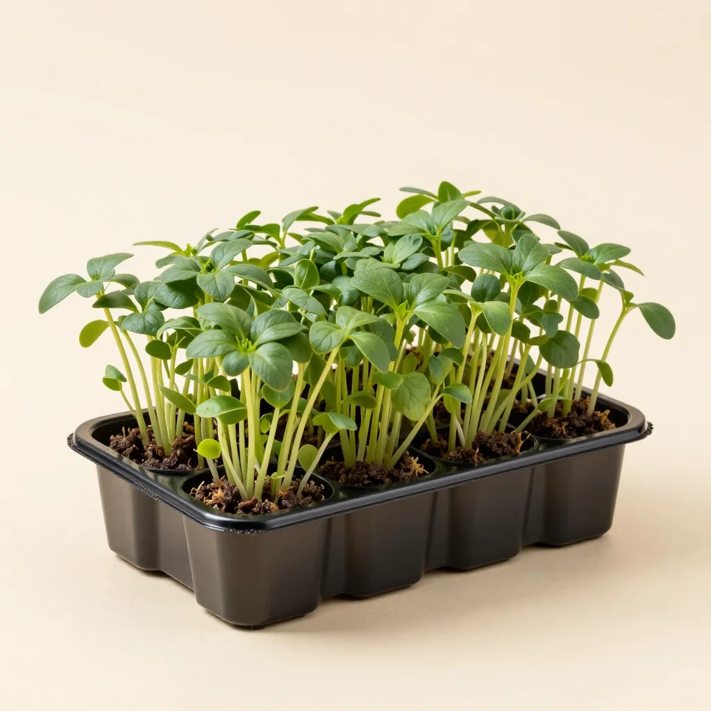 An herb microgreen grow kit on a light background