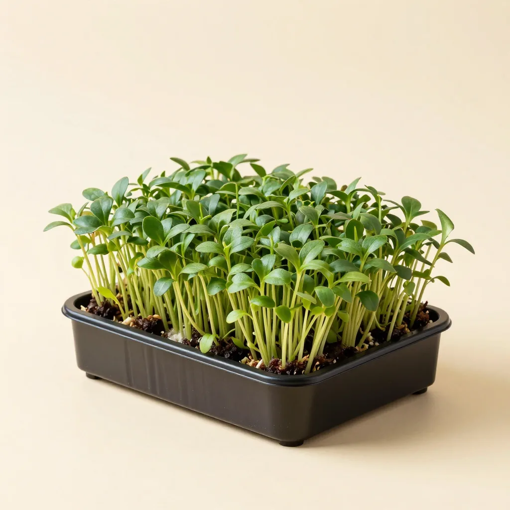 A kitchen microgreen grow set on a light background